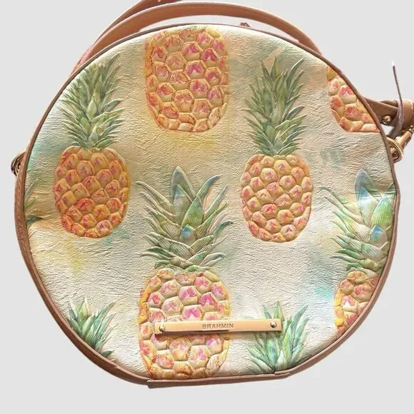 Brahmin Lane Multi Pompano Leather Pineapple Print Crossbody Bag NWT - Picture 2 of 7